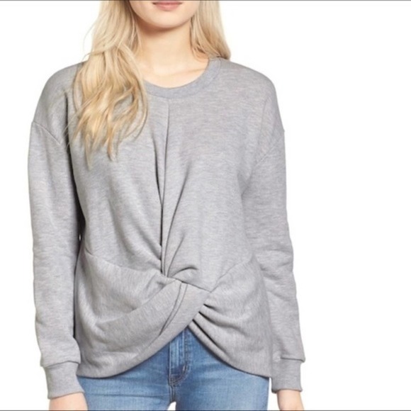 Sincerly Jules Tops - Sincerely Jules Knot Front Gray Sweatshirt - size XS
